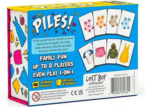 Piles Card Games for Family - Family Game Night for Kids & Adults - Travel & Memory Game - 10 Mins